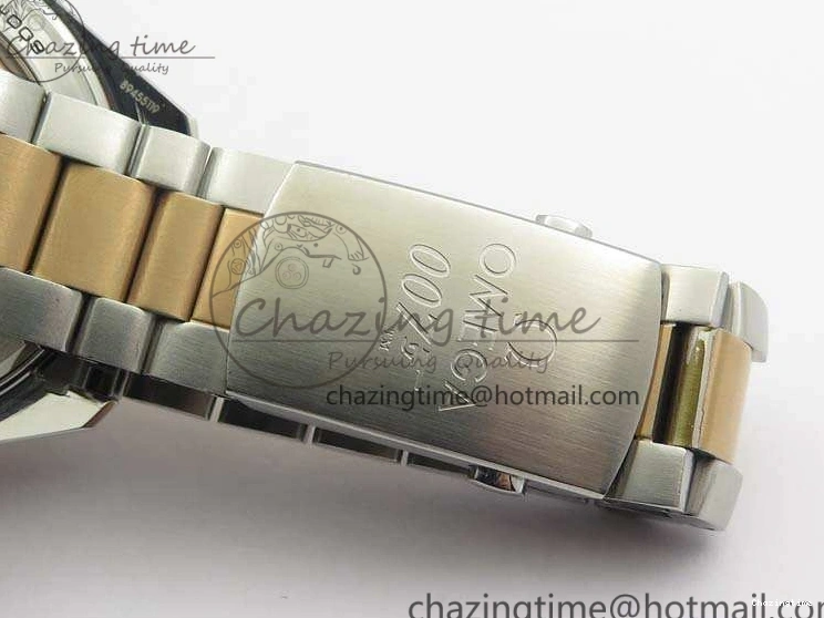 0412 Seamaster Pro Chrono SS RG OM Best Edition Blue Ceramic Blue Dial On SS RG Bracelet A Snug 8129